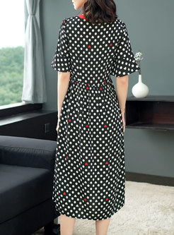 Black Polka Dots A Line Dress